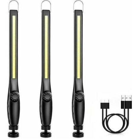 Baladeuse led Mecanicien Lampe Atelier Chantier Rechargeable Lampe Garage Magnetique Lampe de Travail Aimantée led Portable Rechargeable Puissante [3 Pièces] [Classe énergétique A+++]