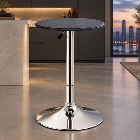 Mesa de bar redonda Ø63 x 67-93 cm, altura regulable, giratoria, negro HAVRYA (1/5)
