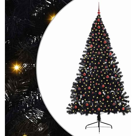 Künstlicher vorbeleuchteter Weihnachtsbaum Schwarz 240 cm PVC vidaXL (1/5)