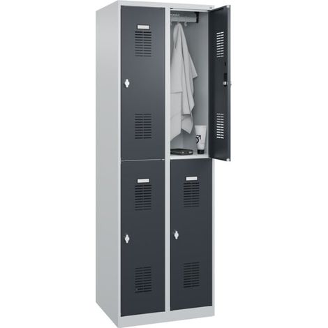 C+P Casier double étage Basis PLUS, 4 compartiments, 1850x600x500mm, 7035/7016 (1/5)