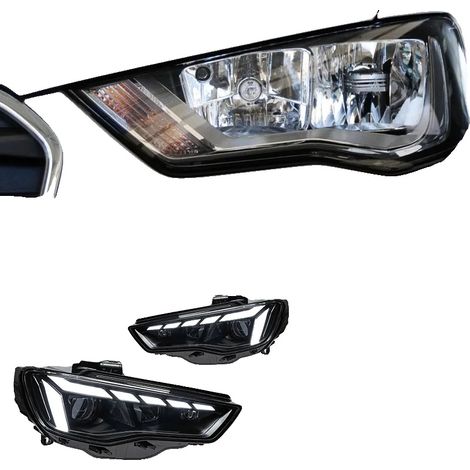 Conjunto de faros delanteros, compatible con Audi A3 2013-2016, tecnología LED, características de seguridad mejoradas, para faros halógenos originales, para vehículos con volante a la izquierda. (1/2)