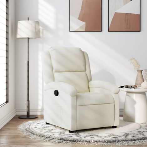 Vidaxl – Fauteuil relax inclinable crème en velours – Inclinaison manuelle 135° – Accoudoirs rembourrés – Dimensions 71x86,5x99,5 cm (1/7)