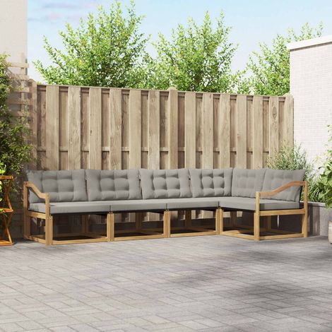 vidaXL Outdoor-Sofagarnitur mit Kissen 5 pcs Weiß und Hellgrau (1/5)
