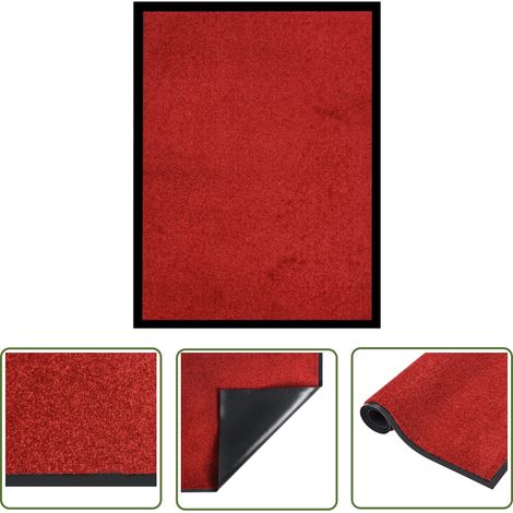 The Living Store Paillasson Rouge 40x60 cm - Tapis D'entrée - Paillasson Intérieur - Paillasson Extérieur - Tapis Absorbant - Tapis Antidérapant (1/5)