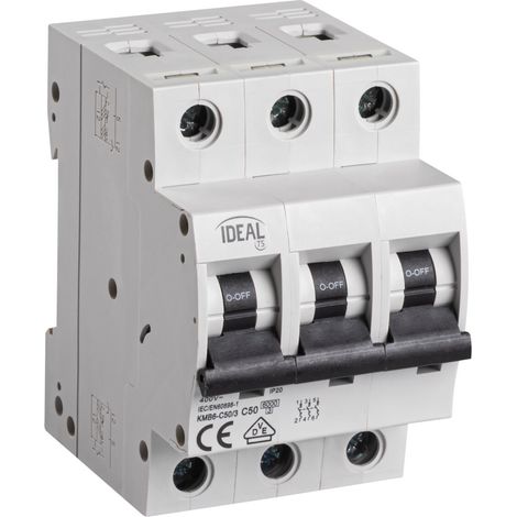 Interruptor automático trifásico C 50A 6kA CA KMB6-C50/3 VDE 23169 (1/2)