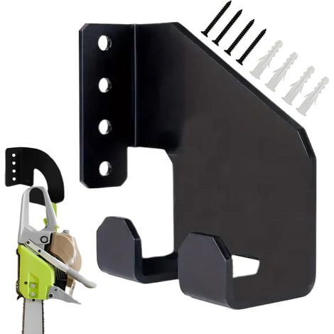 Soporte para motosierra Générique, organizador resistente, estante para herramientas de jardín de 4 cm, diseño de pared que ahorra espacio, construcción de acero resistente para garaje y taller. (1/5)