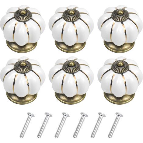 pomos de cerámica vintage con forma de calabaza de 40x40 mm (diámetro x altura), tiradores de muebles antiguos, pomos para puertas y cajones con tirador de tornillo para cocina, armario, cómoda y vest (1/5)