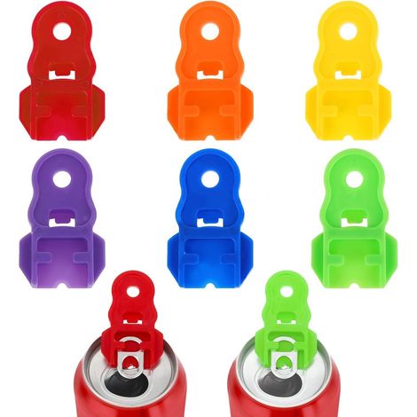 Lot de 6 ouvre-boîtes (5,7 x 3,5 cm) - Ouvre-boîtes à cola - Ouvre-languettes - Couvercles de canettes colorés - Protection plastique pour boissons - Portable - Ouvre-canettes facile - Outil pour cola (1/5)