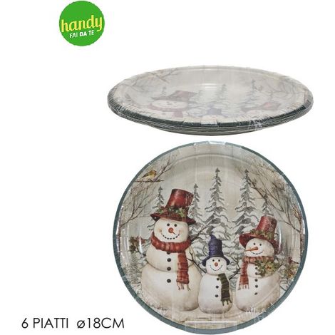 Set 6 Piatti Natalizi General Trade Snow Man Ø 18 cm