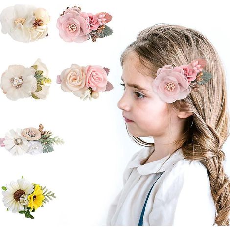 6 Pcs Fille Pince Cheveux Set Pinces Cheveux En Forme De Fleur Artificielle Barrette Fleur Cheveux Clip Fleur Cheveux Pince Fleur Cheveux Fille (1/5)