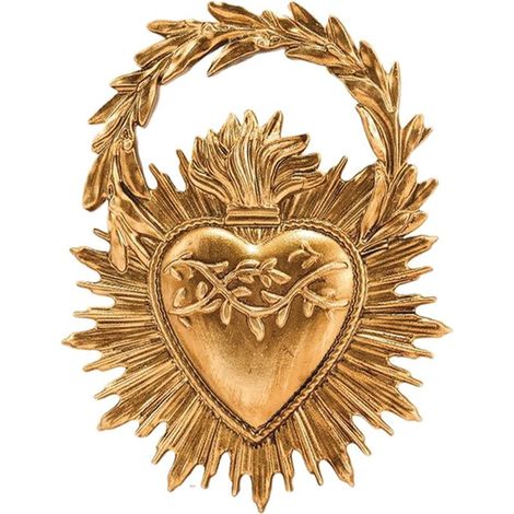 Déco murale cœur avec couronne ex-voto doré – Polyrésine dorée – Dimensions L8.9 x P1.3 x H11.7cm – Accroche métal type cadre – Opjet (1/5)