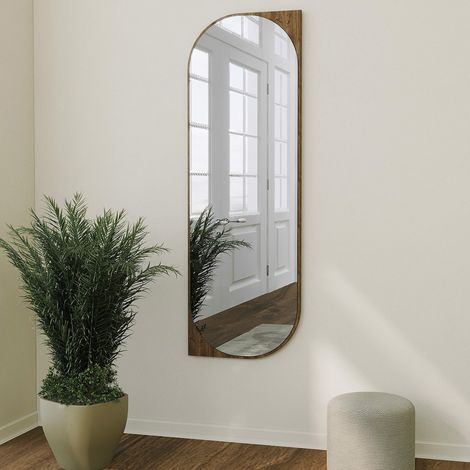 Espejo Burgio, Forma Rectangular, Tipo de Pared, Estructura Transparente, 52x152h cm, Marrón Nogal (1/5)