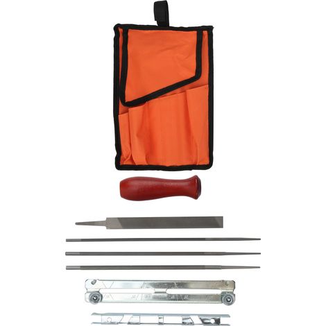 Kit d'affûtage de tronçonneuse 8 pièces avec outils d'affûtage et pochette de rangement (1/5)