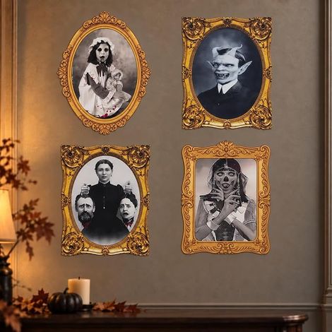 Halloween Decoration Spooky Lenticular Pictures, 4 Pieces (1/5)