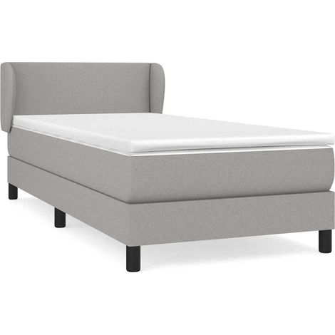 Maison Exclusive - Sommier à lattes de lit avec matelas Gris clair 80x200 cm Tissu (1/5)