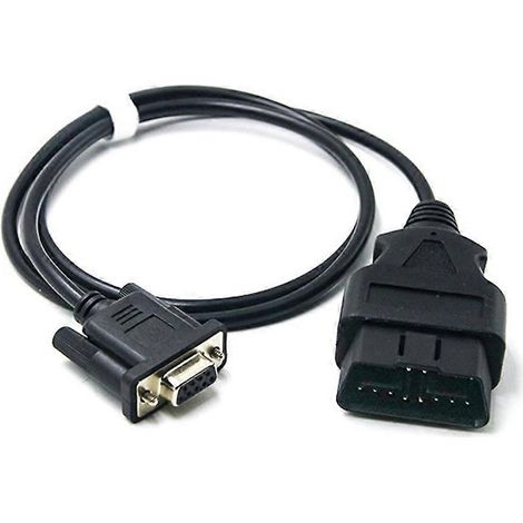 Câble OBD J1962 12V/24V 100 cm, connecteur mâle 16 broches vers DB9 femelle VGA D-Sub 9 broches, adaptateur OBDII, port série RS232, câble OBD2 (1/5)