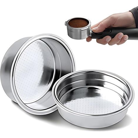 2 Pièces Panier-filtre 51Mm, Acier Inoxydable, Réutilisable, Pour Expresso 1 Et 2 Tasses, Compatible Delonghi (1/5)