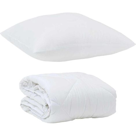 Couette avec Oreiller avec oreiller 2 pcs,Duvet Blanc Microfibre CFW53879 (1/5)
