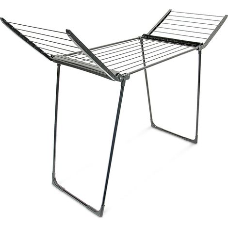 Relaxdays Tendedero Plegable, Soporte Secar Ropa, de Pie, 104x169x54,5 cm, Extensible, Longitud de Tendido: 13 m, Negro