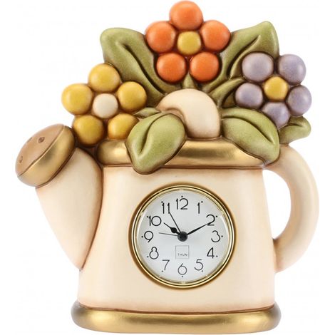 THUN - Orologio da Tavolo Annaffiatoio E Fiori, 24x15,5x24,8 cm