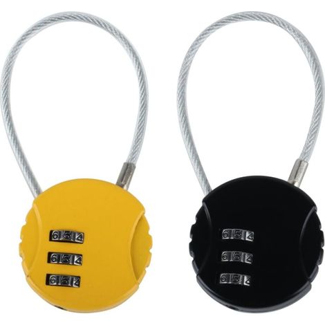 2 Pièces Cadenas à Combinaison, Petit Cadenas à Code Cable, Cadenas de Sécurité à Combinaison à 3 Chiffres Réinitialisables pour Valise Sac de Voyage Casier,