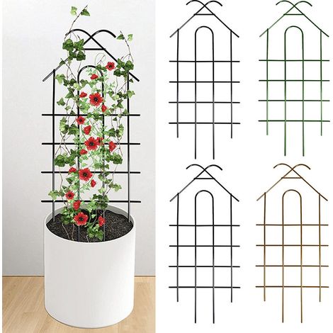 Lot de 4 treillis de jardin en métal robuste, pour intérieur et extérieur, pour plantes en pot, plantes d'intérieur et plantes grimpantes, noir (1/5)