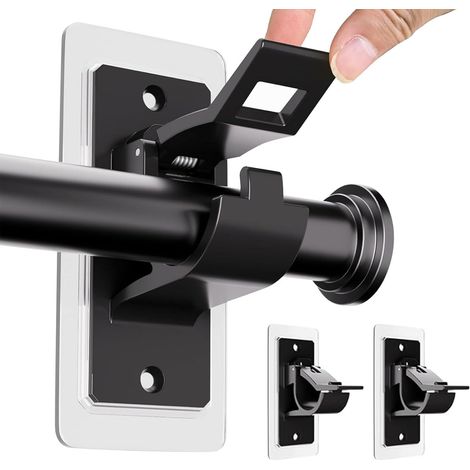 lot de 2 supports de tringle à rideau, auto-adhésif sans perçage, plastique robuste, diamètre 3 cm, salon salle de bain (1/5)