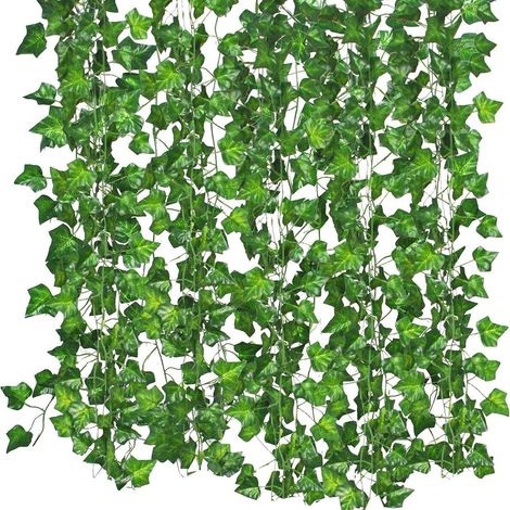 Cadeau de fête des pères - feuilles de vigne artificielles, fleurs artificielles, vrilles, vrilles, feuilles et feuilles vertes, conduites d'eau, décorations de plafond, emballage de feuilles en plast (1/5)