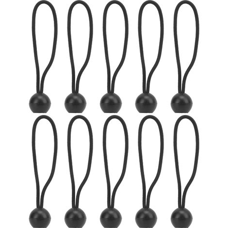 10 attaches de tente à clip fixe, cordons élastiques à boule pour abri de camping, noir (1/5)