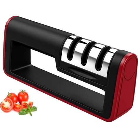 3-en-1 Aiguiseur, Aiguiseur de Cuisine Professionnel pour Couteaux en Acier Inoxydable et céramique de Toutes Tailles (Base Anti-dérapante) (1/4)