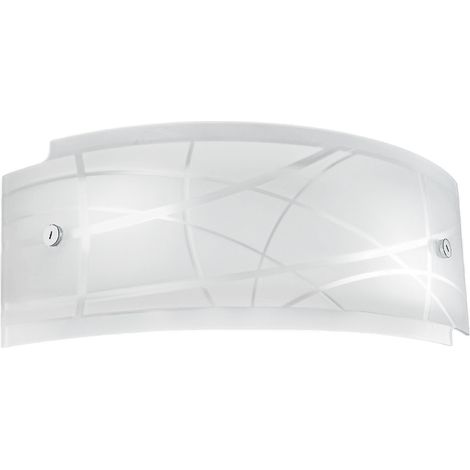 NEREIDE A- APPLIQUE A PARETE IN METALLO CROMO E VETRO CON DECORI BIANCO 2 LUCI ATTCCO E14 35CM (1/3)
