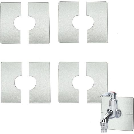 Cache-tuyau de douche 28 mm, 4 pièces, plaque carrée fendue en plastique, cache décoratif amovible, argenté, pour robinets, tuyaux et décoration de tuyaux