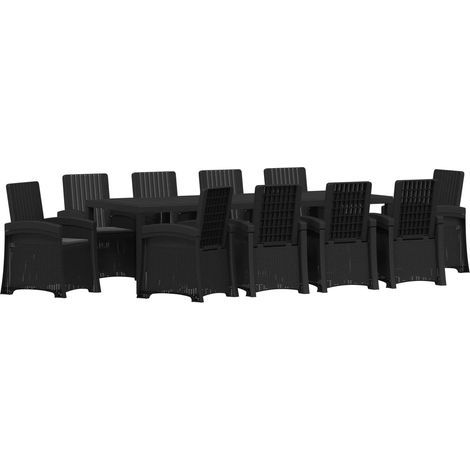 Ensemble de salle à manger pour jardin 11 pc Anthracite 250 cm vidaXL (1/5)