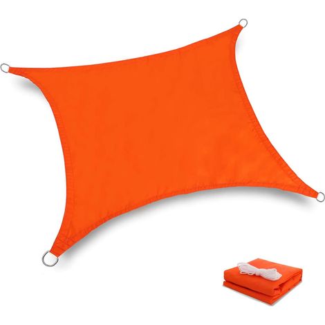 1 Voile d'ombrage triangle, tissu HDPE 160g, anneaux inox, cordes incluses, pour terrasse et jardin (1/5)