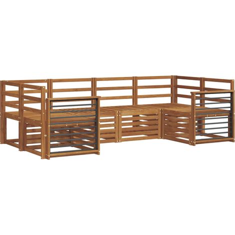 Sofa Sets 6 pcs Natural Solid Acacia Wood vidaXL