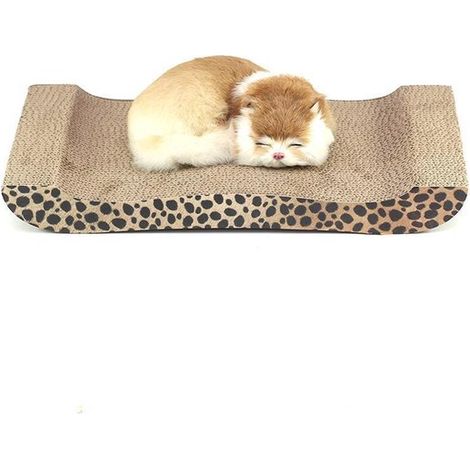 Griffoir pour chat - Arbre à chat incurvé - Jouet en carton pour chat - 48 x 26,5 x 5 cm - Tapis à griffer texturé de qualité supérieure pour chats (marron) (1/5)