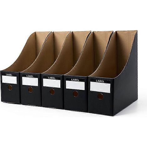 Lot de 5 porte-revues A4 en carton noir résistant (9 cm) (1/5)