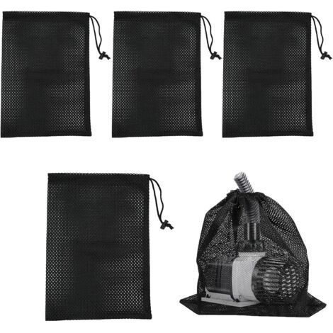 4 Pièces Sac de Pompe, Sac en Filet de Filtre de Pompe, Pompe Bassin, Sac de Barrière de Pompe pour Filtre Bassin, Sac Filtrant de Pompe à Eau en Maille pour Filtres de Bassine (Noir) (1/5)