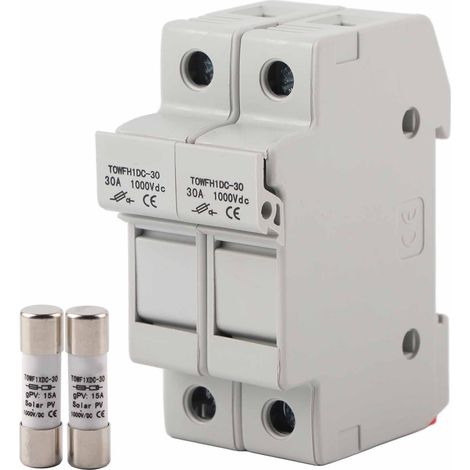 Support de fusible bipolaire pour montage sur rail DIN, équipement de contrôle et de distribution d'énergie TOWFH1DC 1000 V CC 2P15A (1/5)