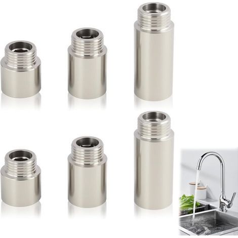 6 Pcs Rallonges de Robinet 1/2" en Acier Inoxydable, Rallonges Robinet Extérieur et Raccord Fileté G1/2 pour Robinets, Pommeaux de Douche et Applications Multiples (1/4)