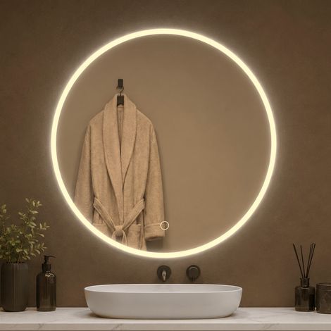 Specchio tondo led con interruttore touch elegante dimmerabile da parete per bagno ed ambienti misura Ø60 - tonalità dimmerabile 2700-4500-6500k - confezione 1 (1/5)