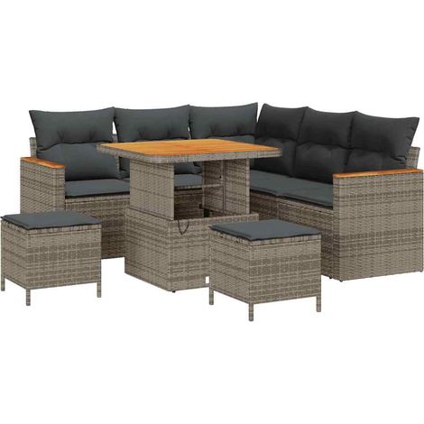 Set Divano da Giardino 8 pcs Grigio polyrattan vidaXL (1/5)