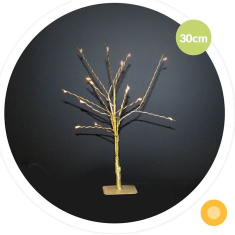 Cumia LED Dekobaum 30cm 2xAA Golden