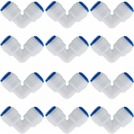 12-teiliges Zubehörset für Umkehrosmose-Wasserfilter: 1/4-Zoll-90°-Winkel-Schnellkupplungen für Wasserleitungen und Kühlschrankschläuche