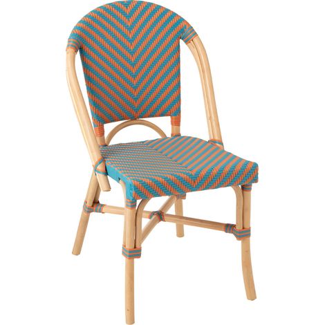Chaise en Rotin "Geo" 86cm Orange & Turquoise