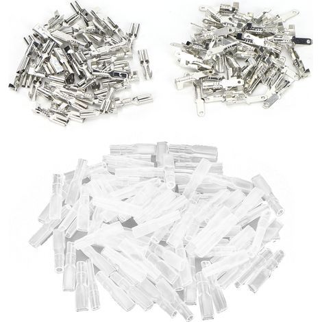 50 Stück/je 50 Crimp-Buchsen/Stecker mit 100 Isolierhülsen, 2,8 mm Silber (1/5)