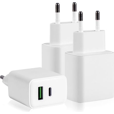 Chargeur USB-C 3 ports 25 W, adaptateur secteur pour iPhone, Samsung, Huawei, Xiaomi, Oppo, chargeur rapide pour téléphone portable (1/5)