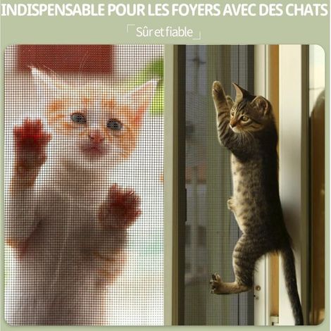 Moustiquaire Fenêtre Chat pour Protection Fenetre Chat sans Percer, 120 150cm Moustiquaire Chat Solide et Recoupable pour Fenêtre Anti-Moustique Ant
