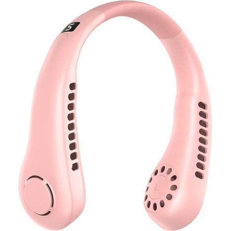Fan - Portable Neck Fan - Bladeless Turbine Design - With Display Screen - USB Rechargeable Hands-Free Fan - Lightweight and Quiet - 5 Wind Speeds with LED Light - Suitable for Cycling, Home Use, and (1/5)