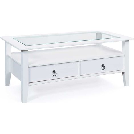 Provence table basse 2 tiroirs blanc. (1/5)